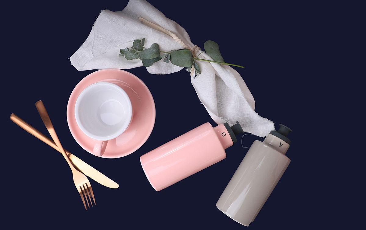 Espressotasse mit Untertasse, APS Porcelain, Colored Line Altrosa