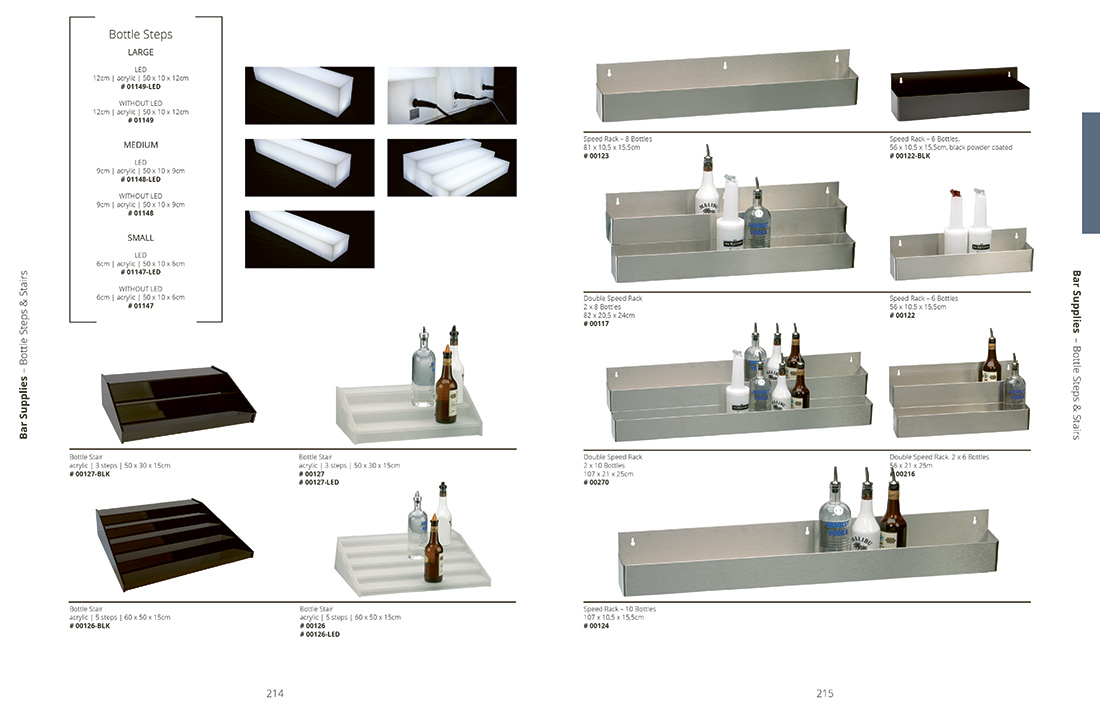 Flaschentreppe 5 Stufen mit LED, APS - 60cm x 50cm x 15cm