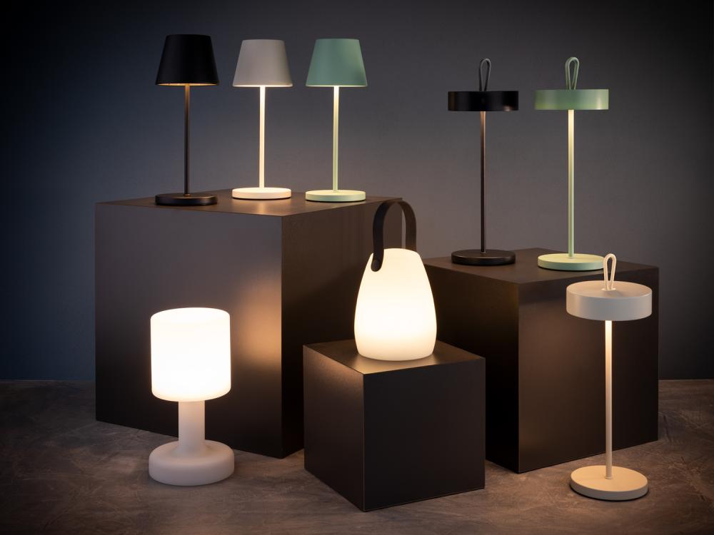Akku LED-Tischlampe, APS, Merle, Weiß - 30,5cm