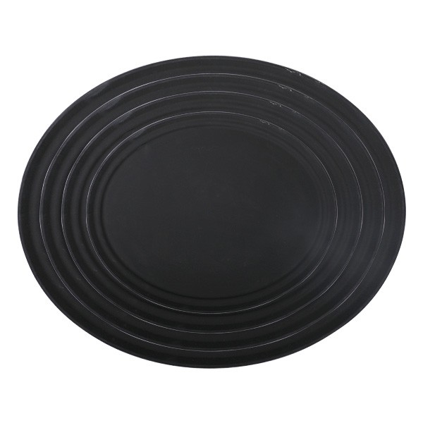 Serviertablett Oval, Fiberglas, Schwarz - 56 x 68 cm