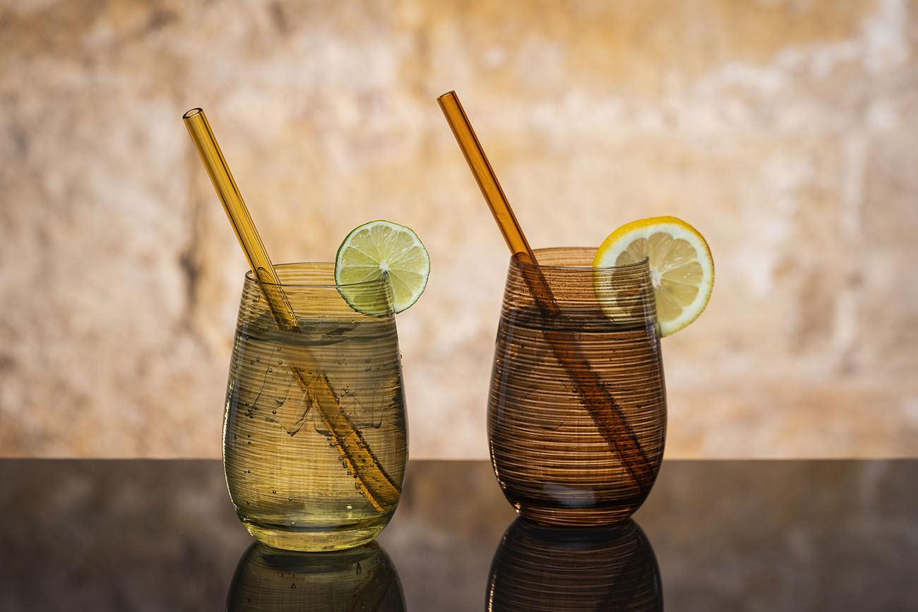 Glasbecher / Wasserglas, Stölzle, Twister, Braun - 465ml