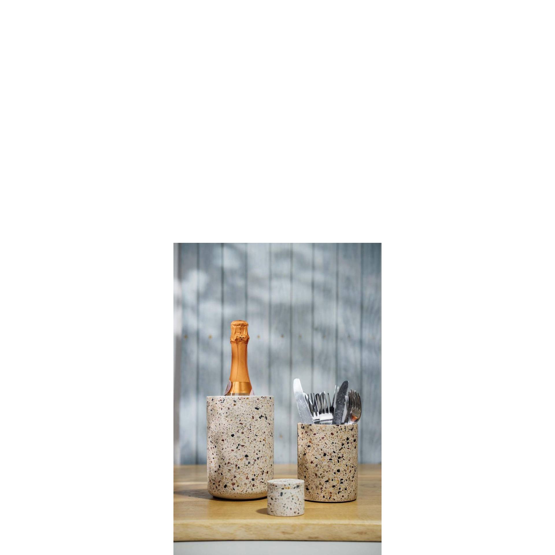 Besteckbehälter, APS, TERRAZZO, Beton, Weiß- Ø 9,5 cm | H 13,5 cm