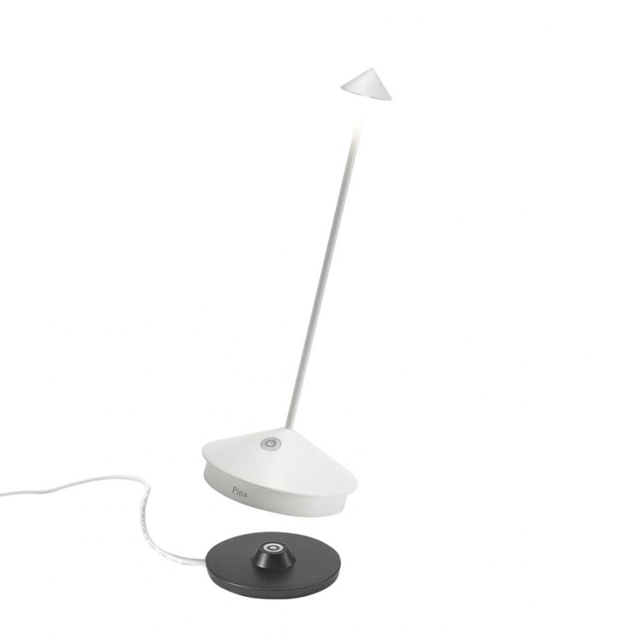 Akku LED-Tischlampe, zafferano Pina Pro, weiß - 18,5 cm