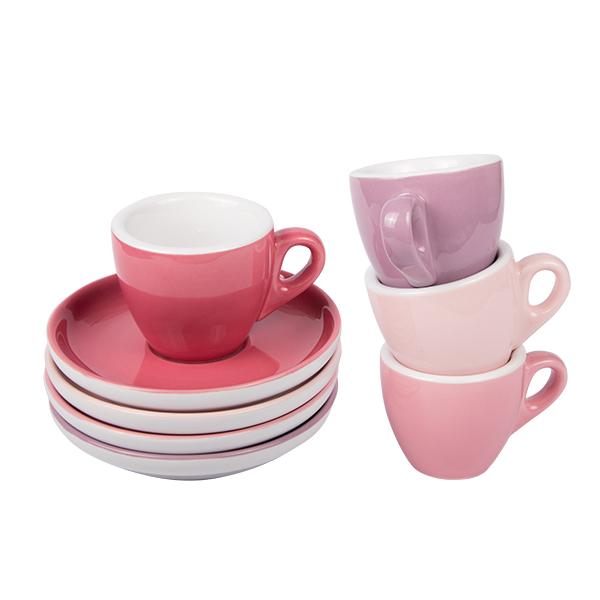 Espressotasse mit Untertasse, APS Porcelain, Colored Line Altrosa