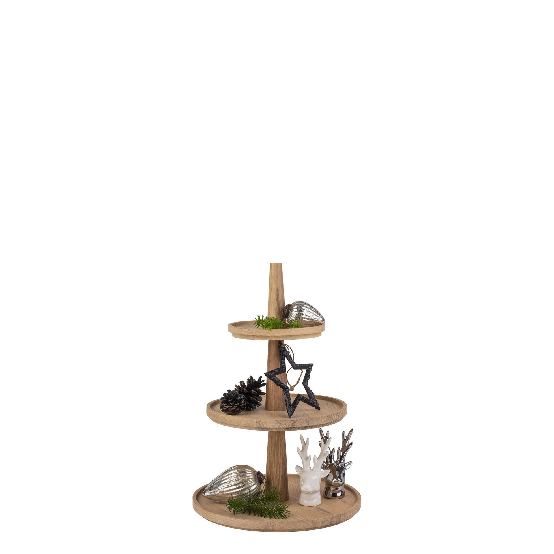 Etagère, 3-stufig, APS, VALO, Eichenholz - Ø 30 cm | H 42 cm