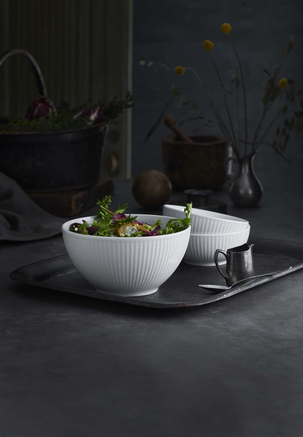 Salatschüssel, Pillivuyt, Plissé, Weiß - Ø 25 cm | 3,3 Liter
