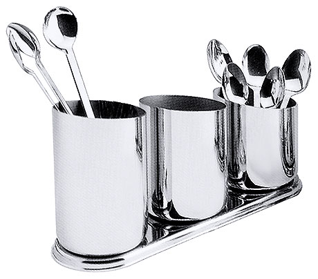 Besteckhalter mit 3 Bechern, Contacto, Edelstahl - 26 x 8 x 12 cm