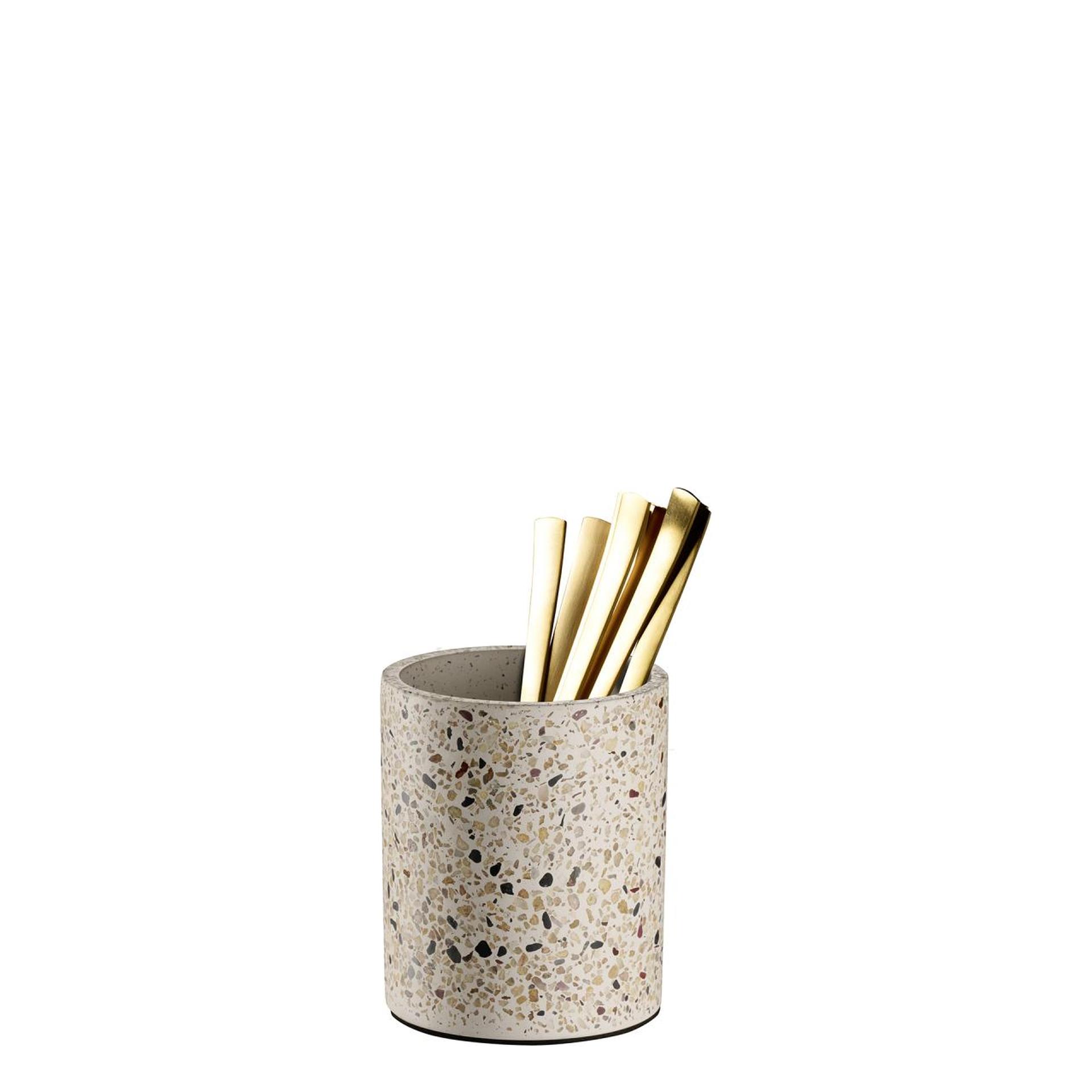 Besteckbehälter, APS, TERRAZZO, Beton, Weiß- Ø 9,5 cm | H 13,5 cm