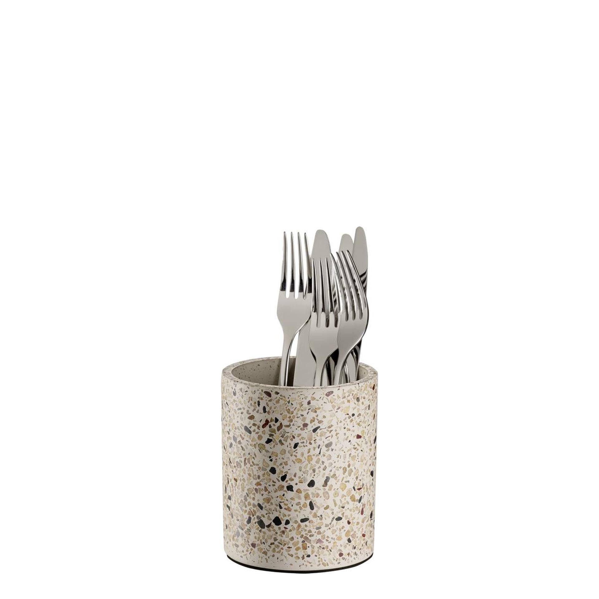 Besteckbehälter, APS, TERRAZZO, Beton, Weiß- Ø 9,5 cm | H 13,5 cm