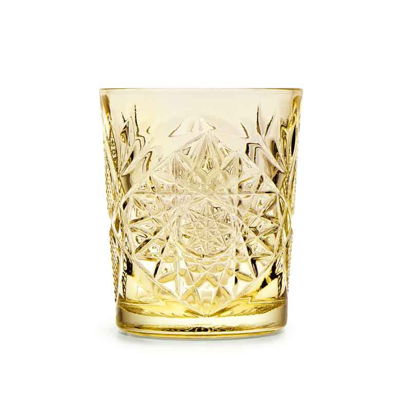 Double Old Fashioned Glas, Onis (Libbey), Hobstar, Gelb - 355ml