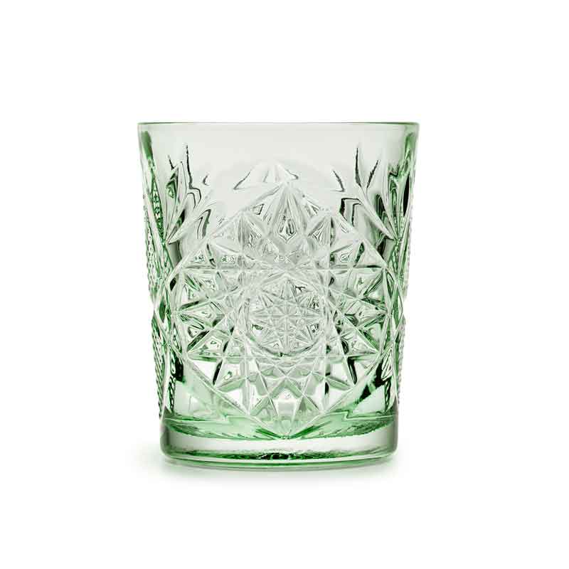 Double Old Fashioned Glas, Onis (Libbey), Hobstar, Grün - 355ml