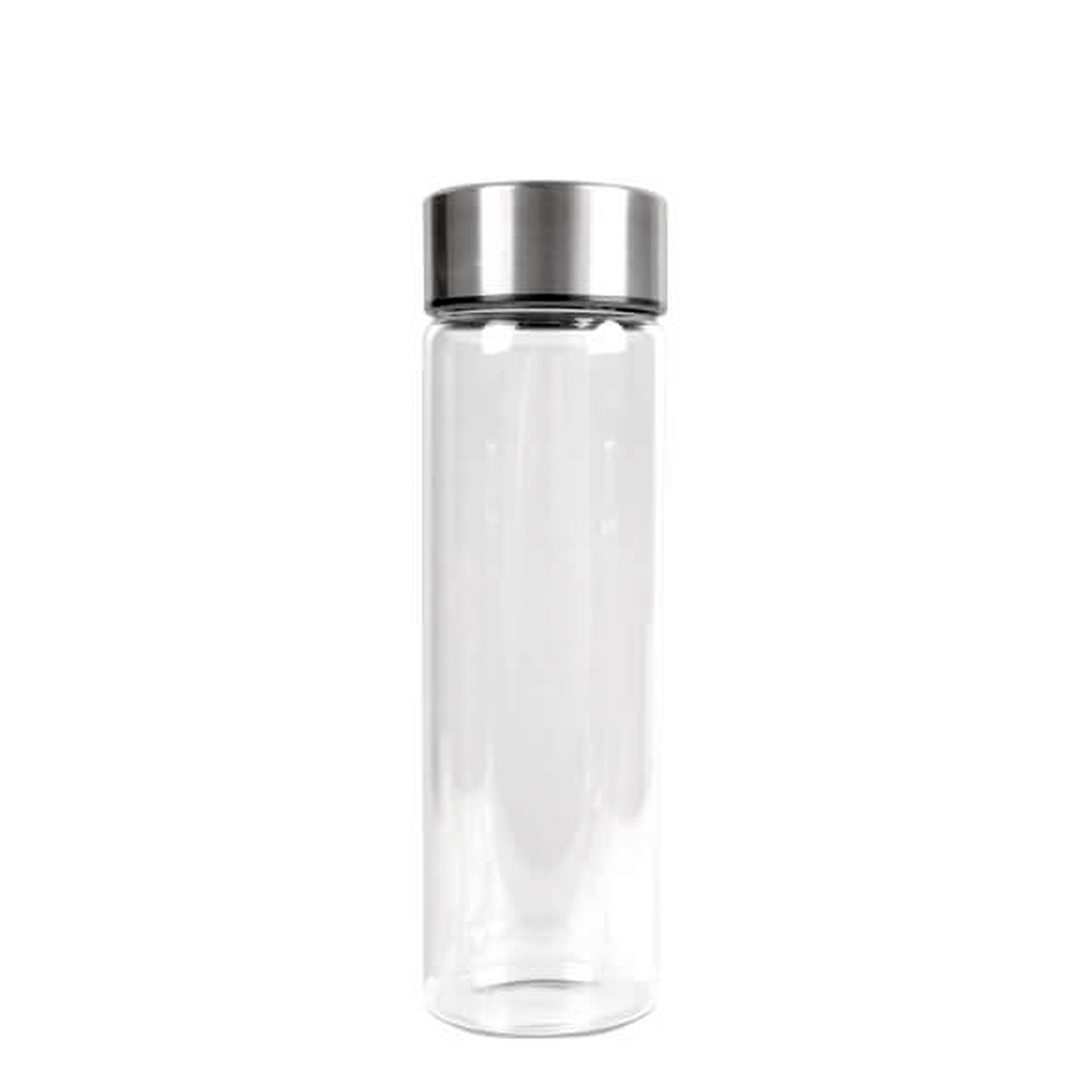 Glasflasche mit Edelstahldeckel, GINZA, "S"- Eichstrich: 0,5 l