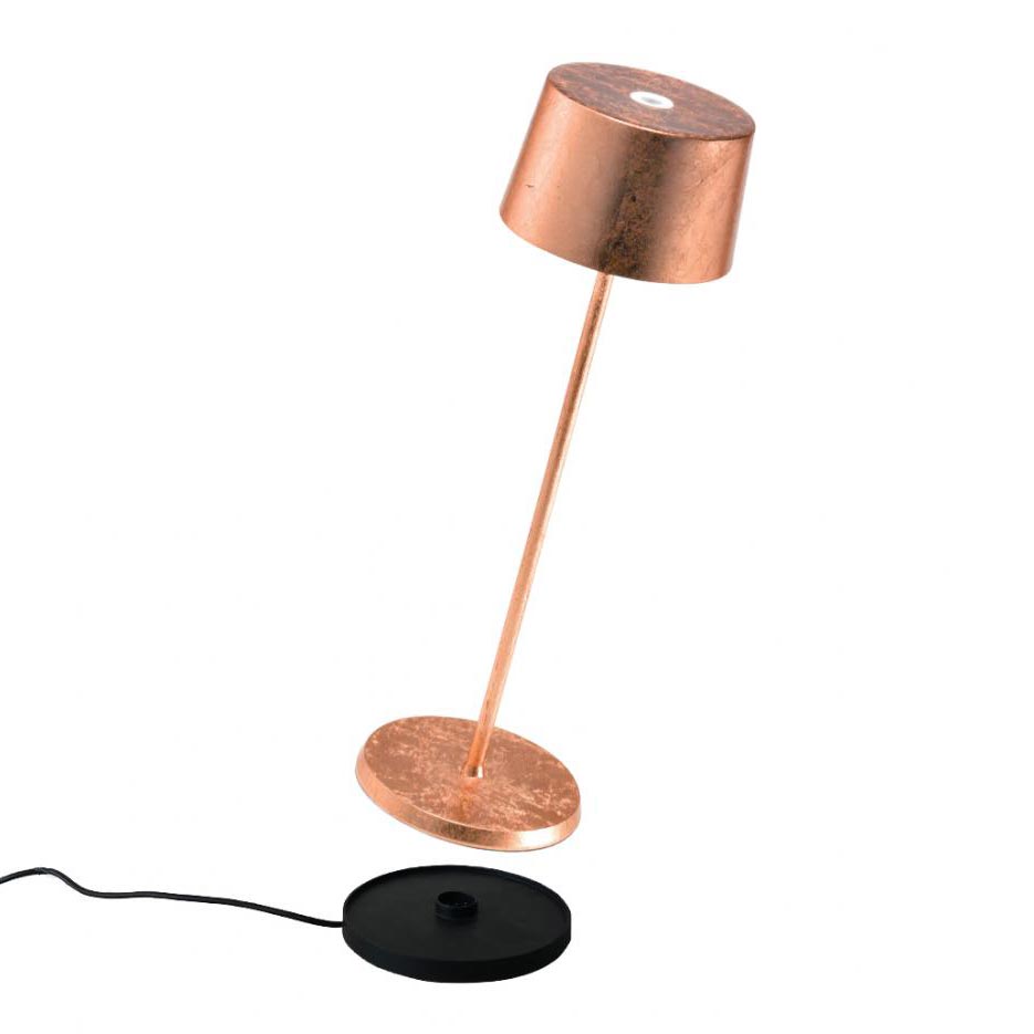 Akku LED-Tischlampe, zafferano Olivia Pro, kupfer - 35,5cm