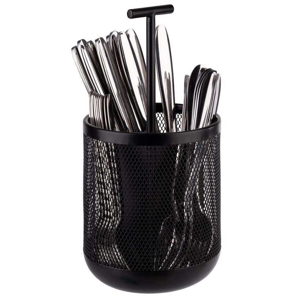 Besteckbehälter, APS, DART, Metall, Schwarz - Ø 12 cm | H 25 cm