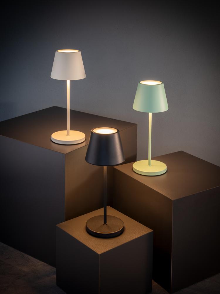Akku LED-Tischlampe, APS, Merle, Weiß - 30,5cm