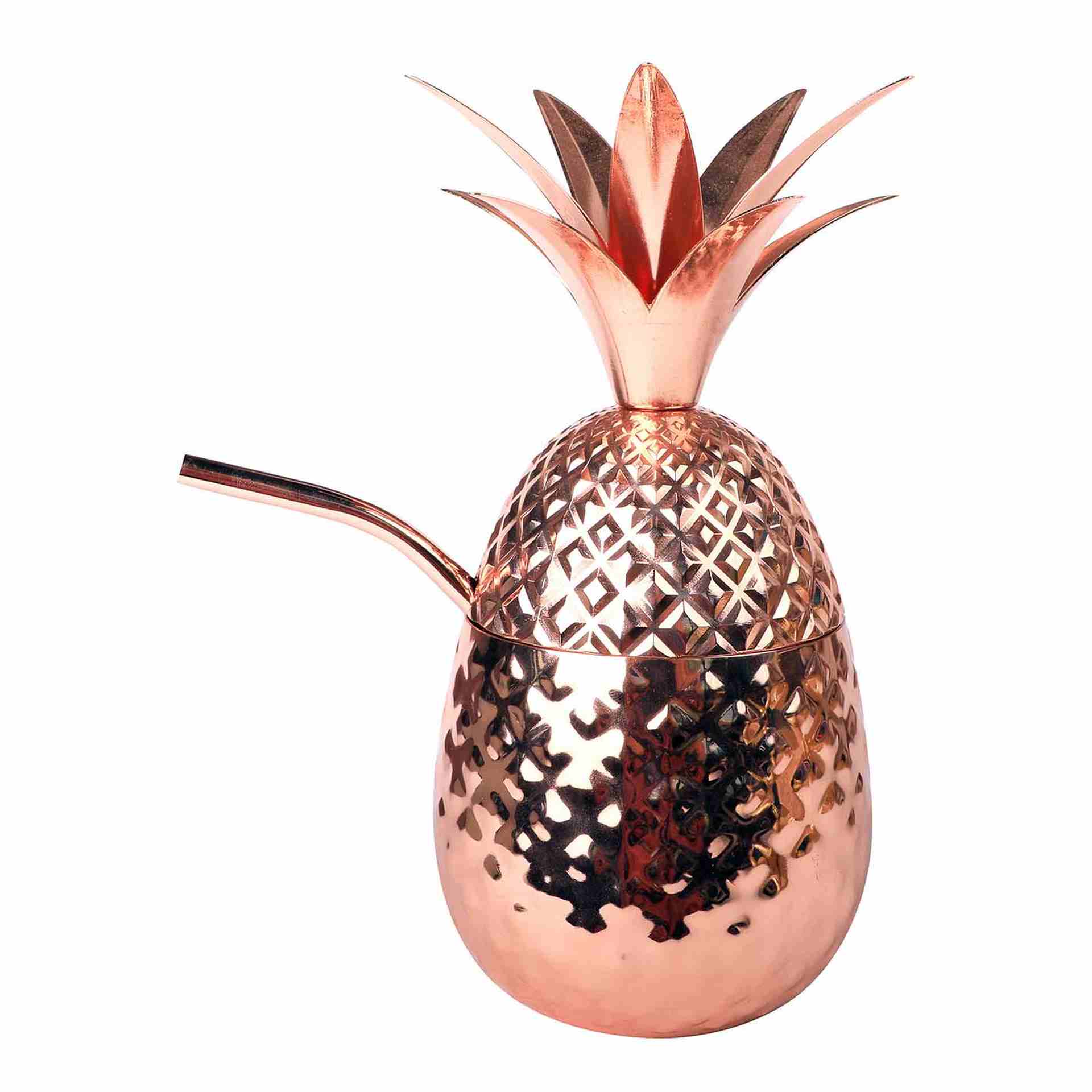 Metall Ananas Kupfer mit Trinkhalm - 710 ml