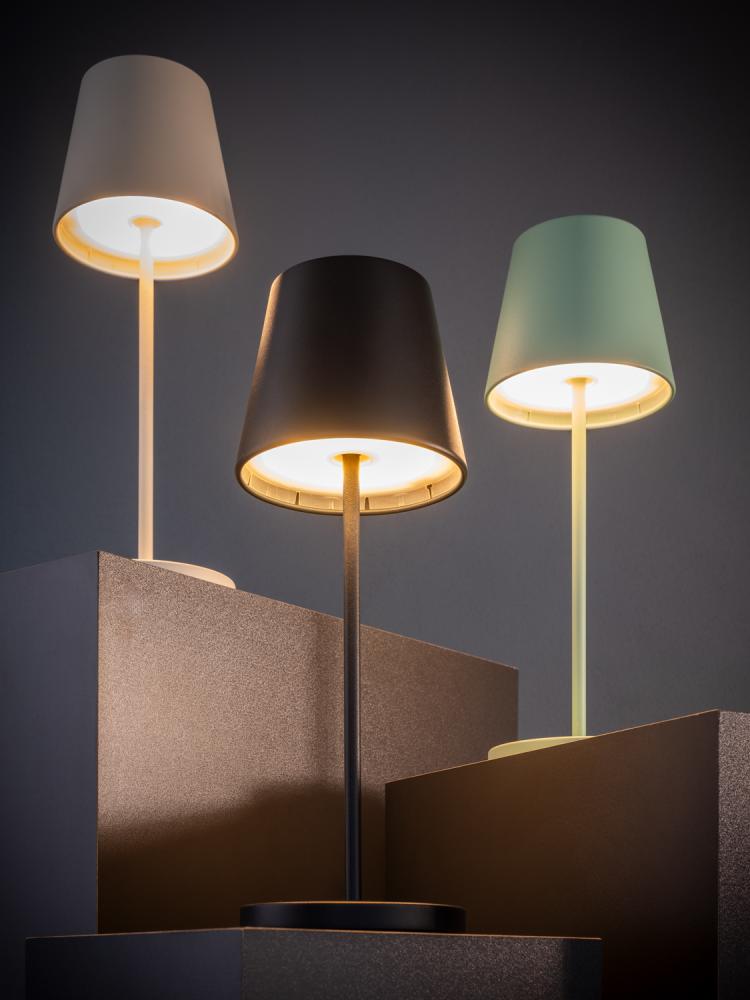 Akku LED-Tischlampe, APS, Merle, Weiß - 30,5cm
