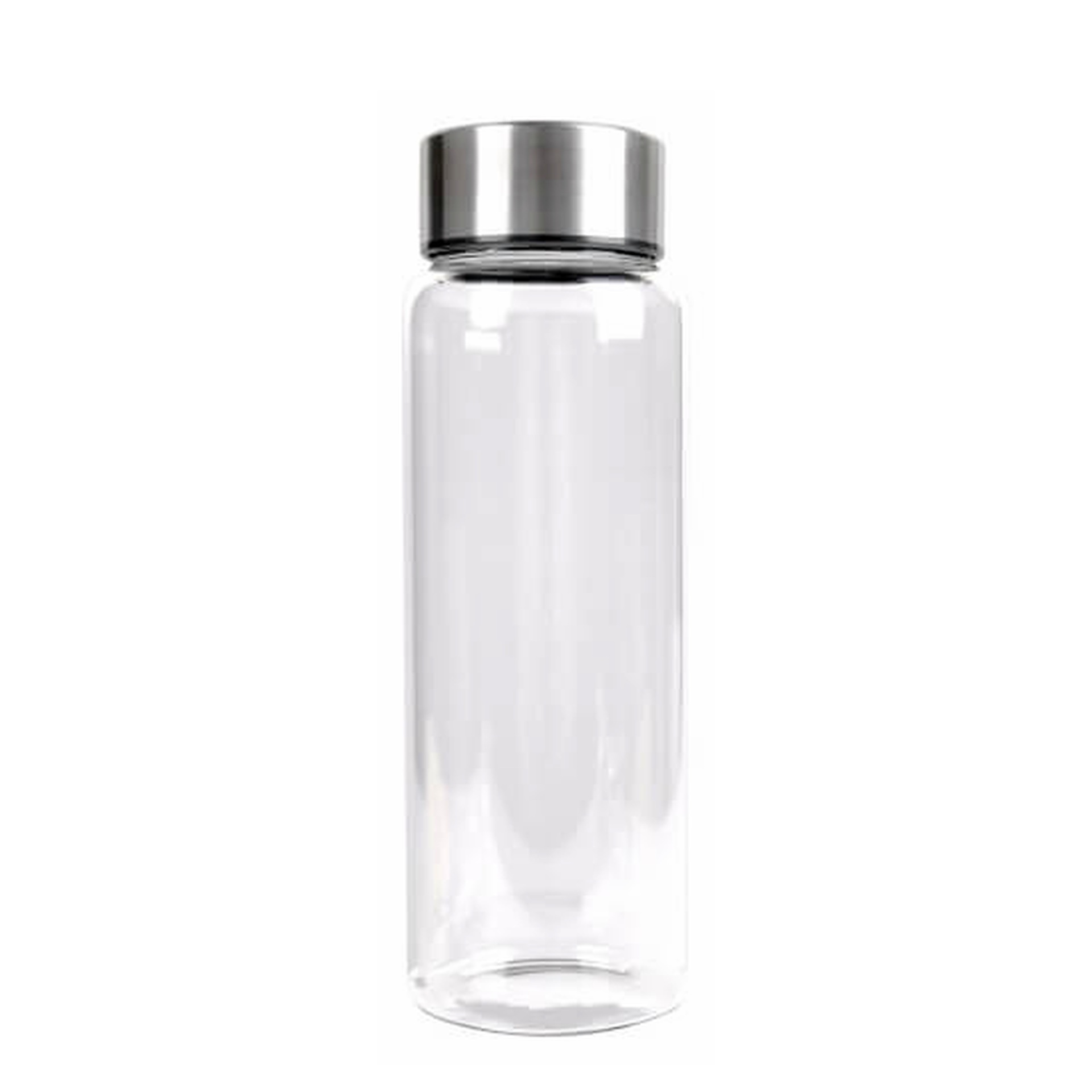 Glasflasche mit Edelstahldeckel, GINZA, "M" - Eichstrich: 0,75 l