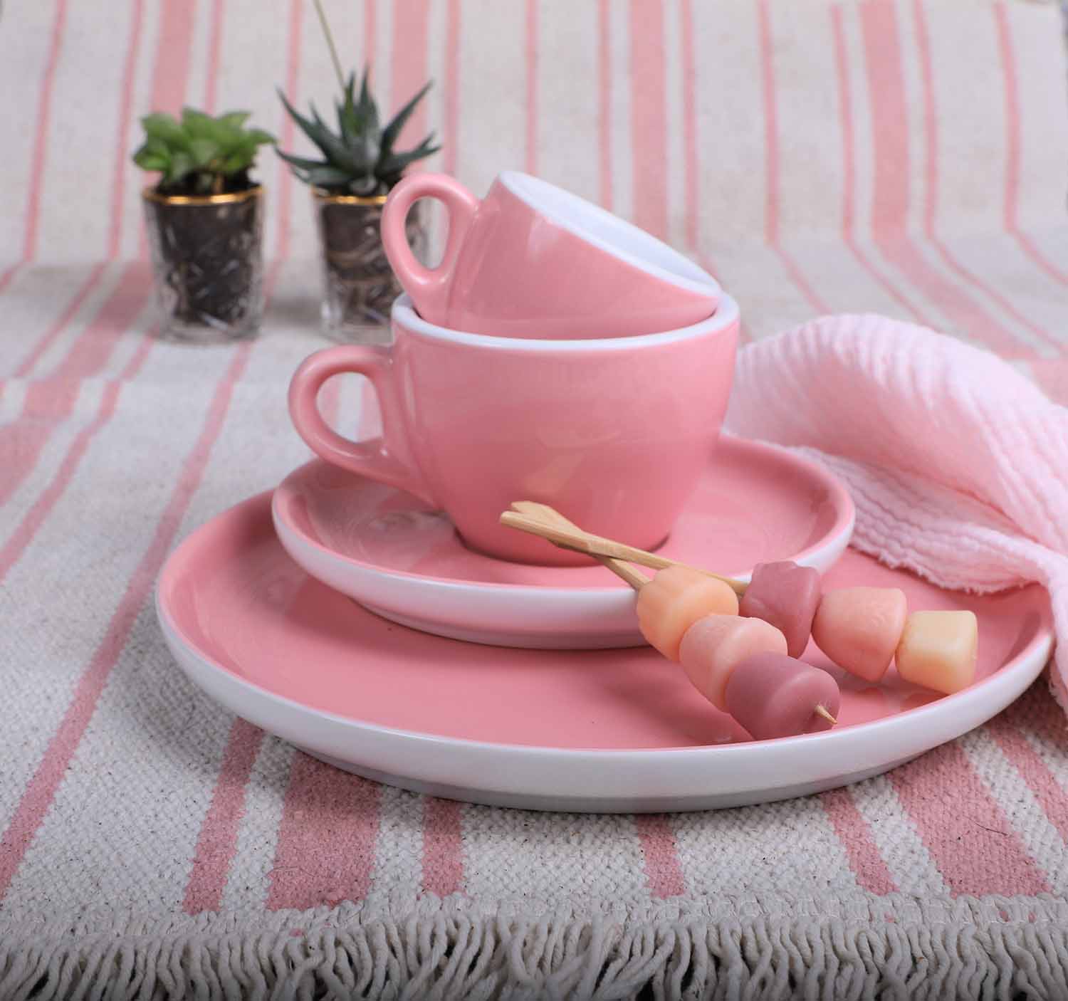 Espressotasse mit Untertasse, APS Porcelain, Colored Line Altrosa