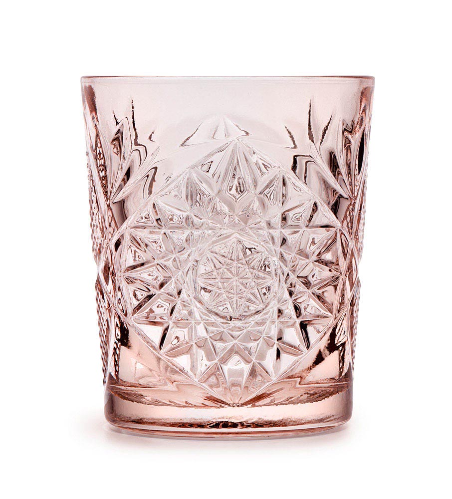 Double Old Fashioned Glas, Onis (Libbey), Hobstar, Pink - 355ml